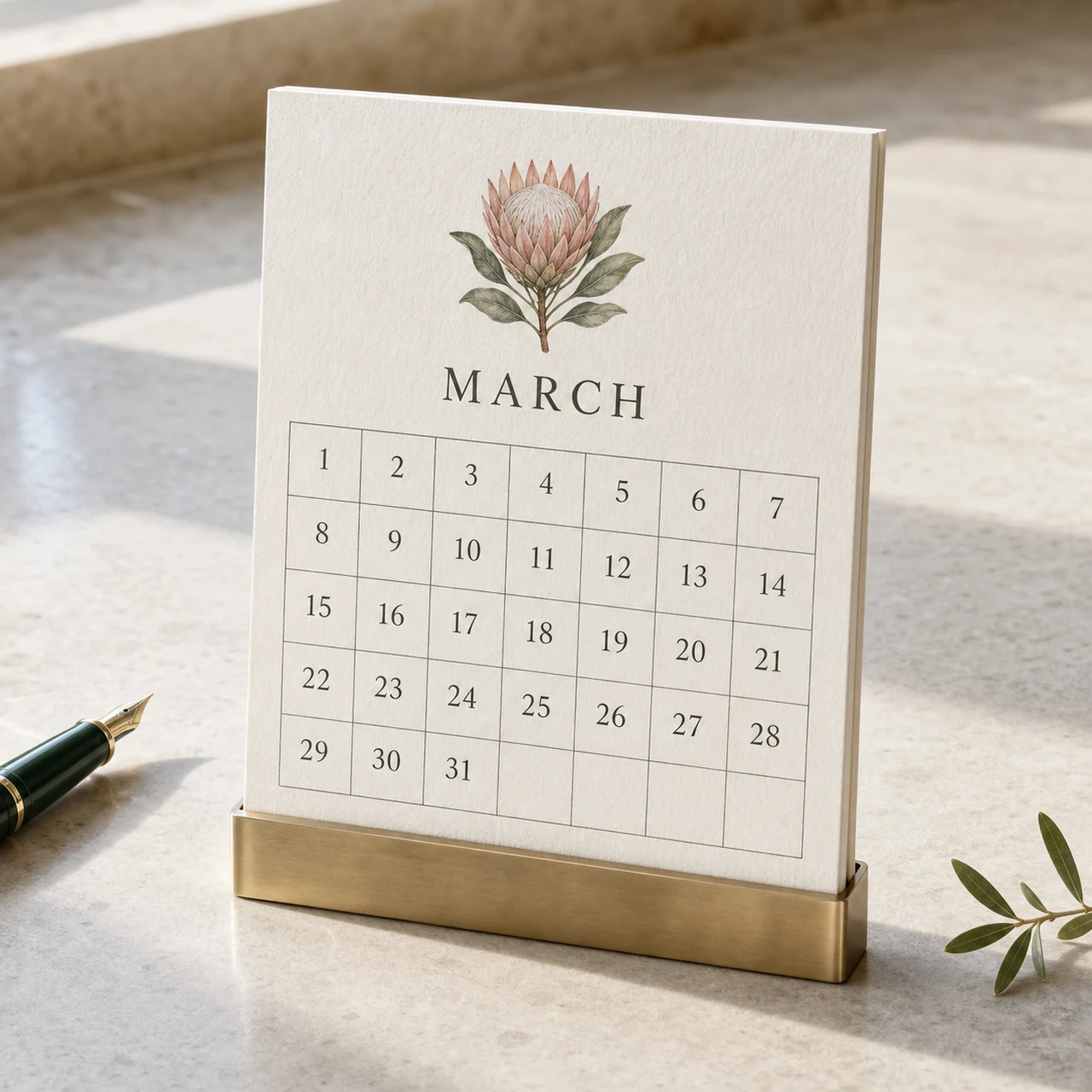 Undated Botanical Desk Calendar — Main product view