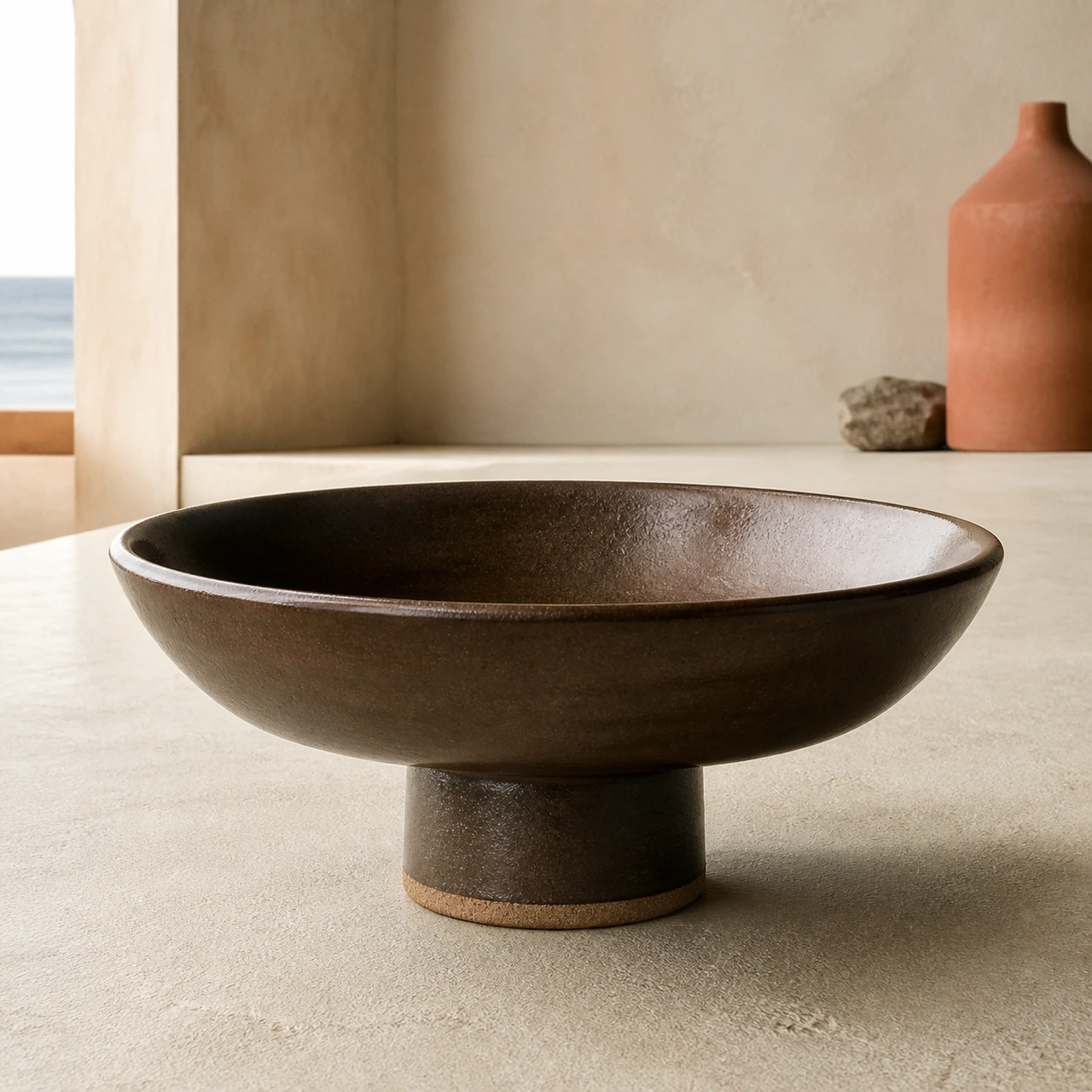 Umber Pedestal Salad Bowl — Main product view